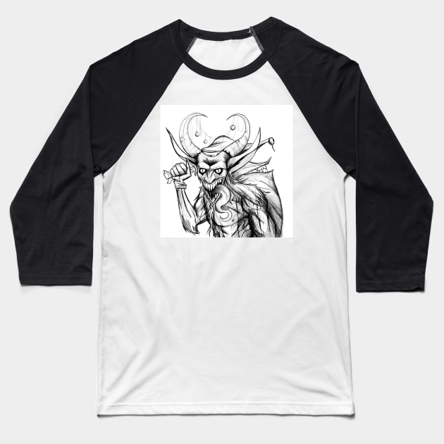 the krampus magical and terrible Christmas elf Baseball T-Shirt by jorge_lebeau